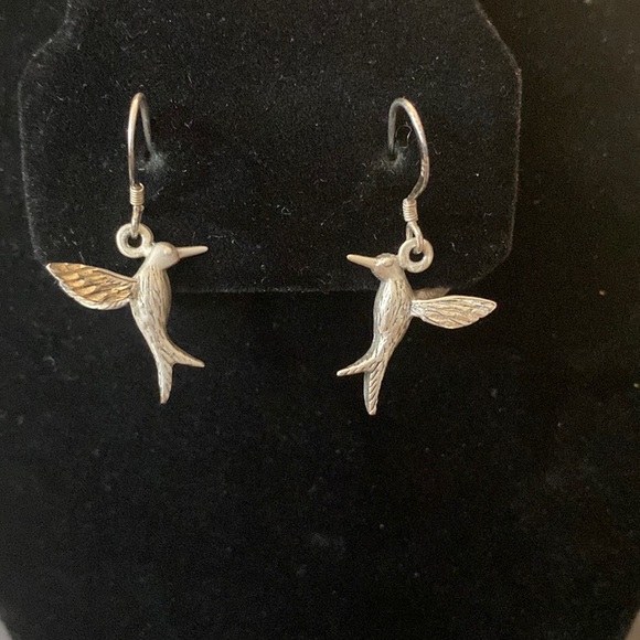 Vintage Sterling Silver Hummingbird Earrings - Picture 1 of 5